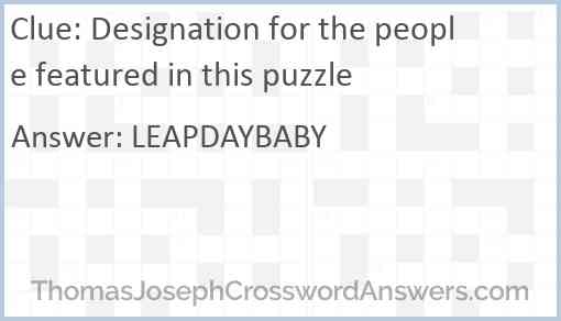 Designation for the people featured in this puzzle Answer