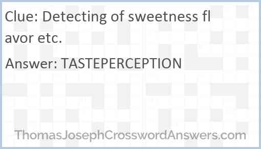 Detecting of sweetness flavor etc. Answer