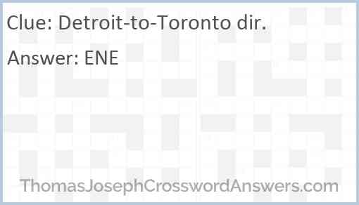Detroit-to-Toronto dir. Answer