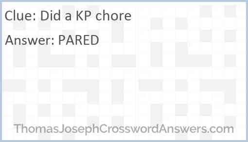 Did a KP chore Answer