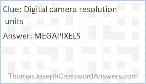 Digital camera resolution units Answer