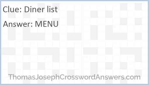 Diner list Answer