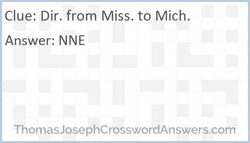 Dir. from Miss. to Mich. Answer