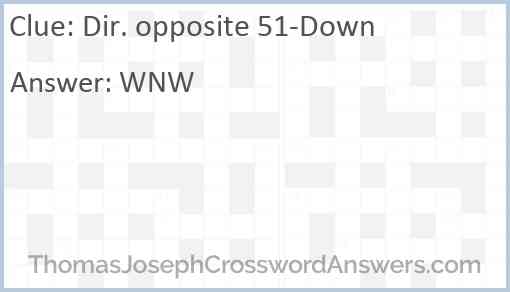 Dir. opposite 51-Down Answer