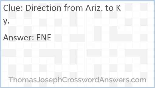 Direction from Ariz. to Ky. Answer