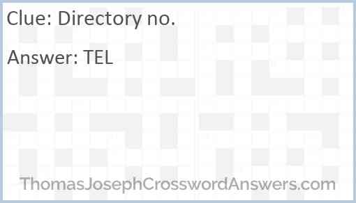 Directory no. Answer