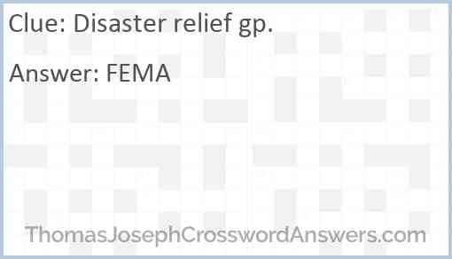 Disaster relief gp. Answer