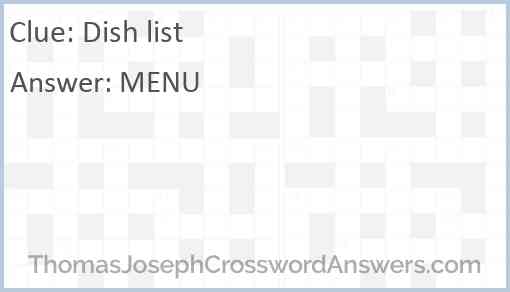 Dish list Answer