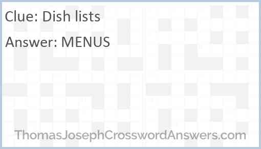 Dish lists Answer