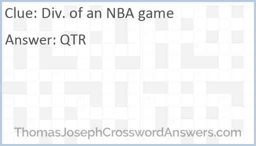 Div. of an NBA game Answer