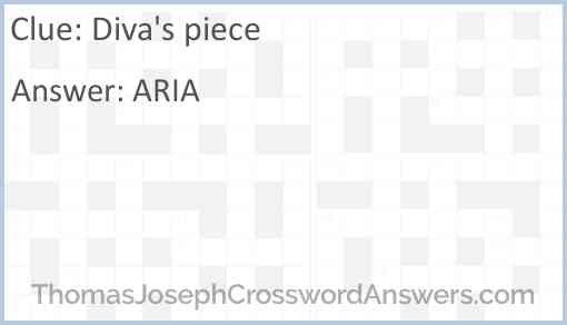Diva s piece crossword clue ThomasJosephCrosswordAnswers com