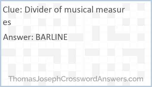 Divider of musical measures Answer