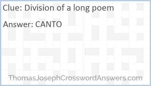 Division of a long poem Answer