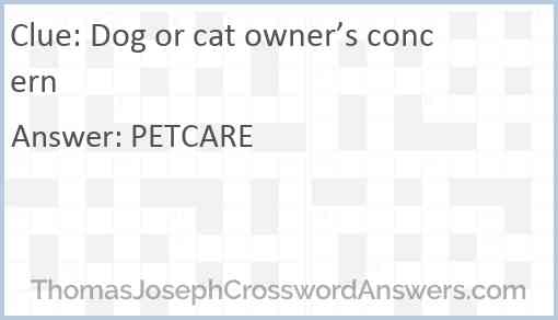 Dog or cat owner’s concern Answer
