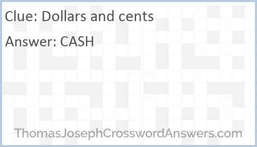 Dollars and cents Answer