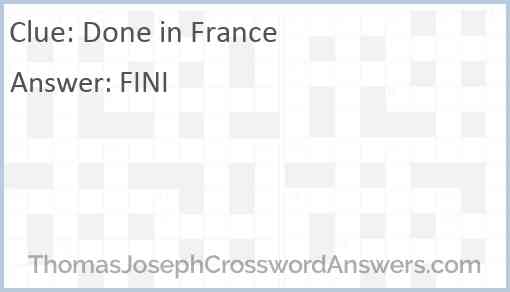 Done in France Answer