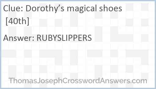Dorothy’s magical shoes [40th] Answer