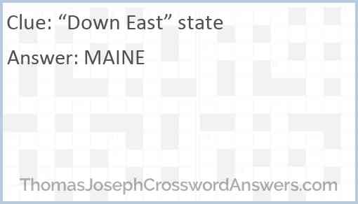 “Down East” state Answer