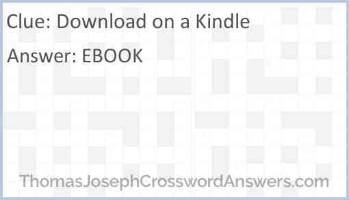 Download on a Kindle Answer