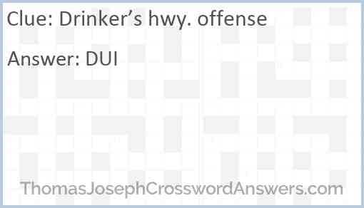 Drinker’s hwy. offense Answer