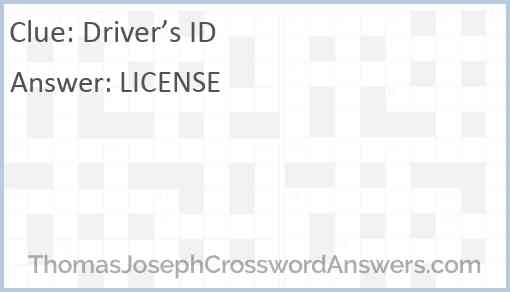 Driver’s ID Answer