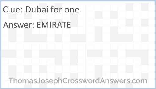 Dubai for one Answer