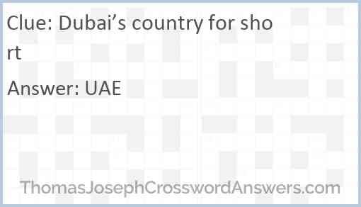Dubai’s country for short Answer