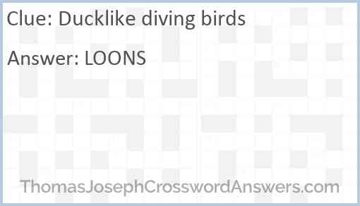 Ducklike diving birds Answer