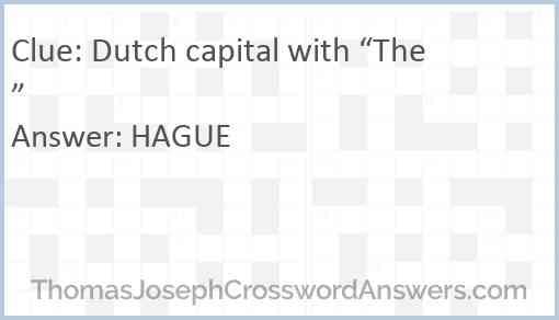Dutch capital with “The” Answer
