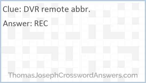 DVR remote abbr. Answer
