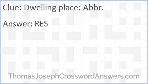 Dwelling place: Abbr. Answer