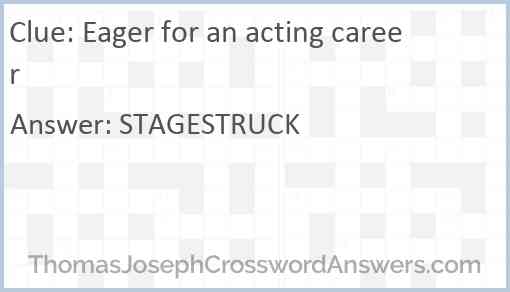 Eager for an acting career Answer