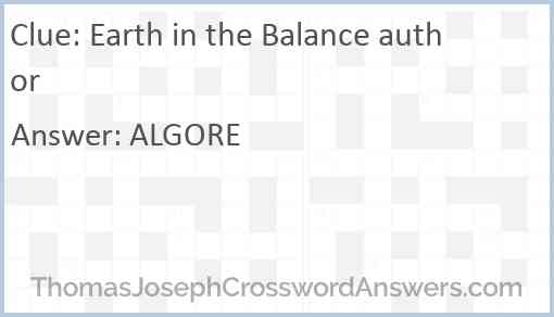 Earth in the Balance author Answer