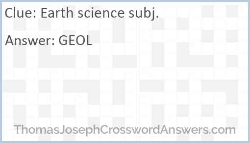 Earth science subj. Answer
