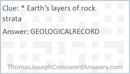 * Earth's layers of rock strata Answer