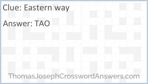 Eastern “way” Answer