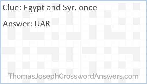 Egypt and Syr. once Answer