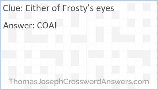 Either of Frosty’s eyes Answer