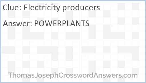 Electricity producers Answer