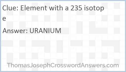 Element with a 235 isotope Answer