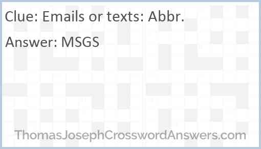 Emails or texts: Abbr. Answer