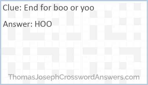 End for boo or yoo Answer