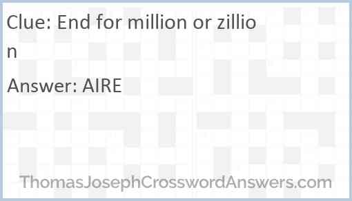 End for million or zillion Answer