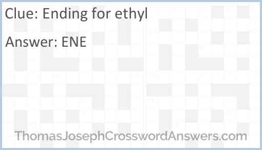 Ending for ethyl Answer