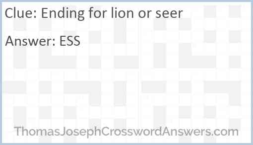 Ending for lion or seer Answer