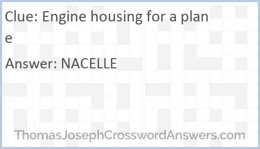 Engine housing for a plane Answer