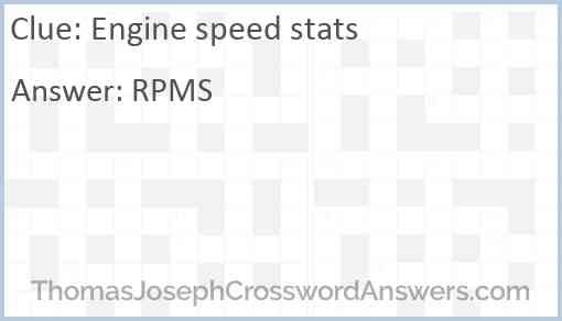 Engine speed stats Answer