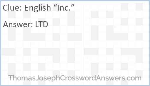 English “Inc.” Answer