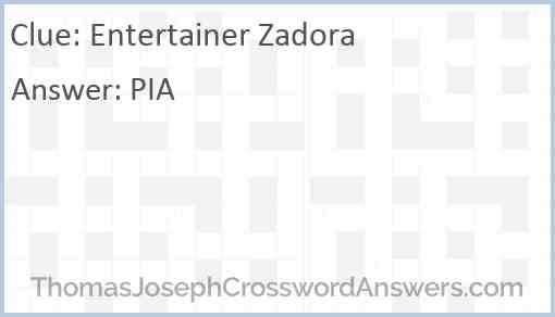 Entertainer Zadora Answer