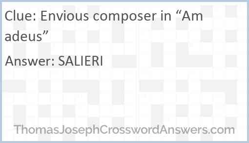 Envious composer in “Amadeus” Answer